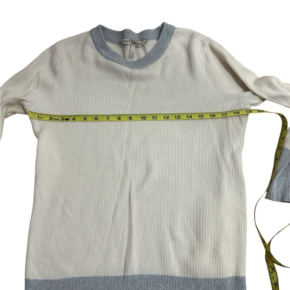 Pact Organic Cream Color Ribbed Sweater size Medium - Picture 4 of 5